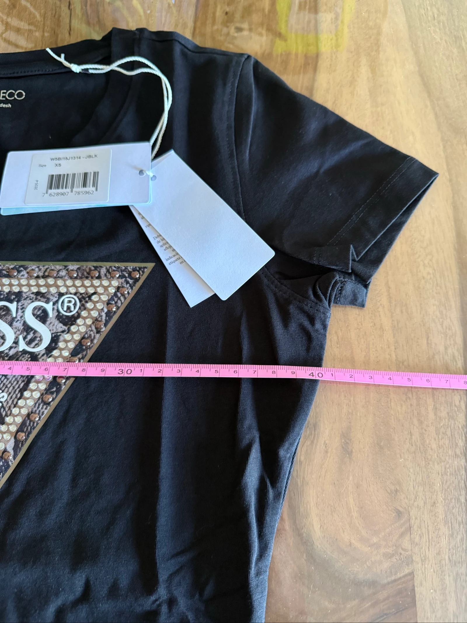Guess women's XS new t-shirt with tags – Black – Rhinestone logo – Original packaging – photo 11